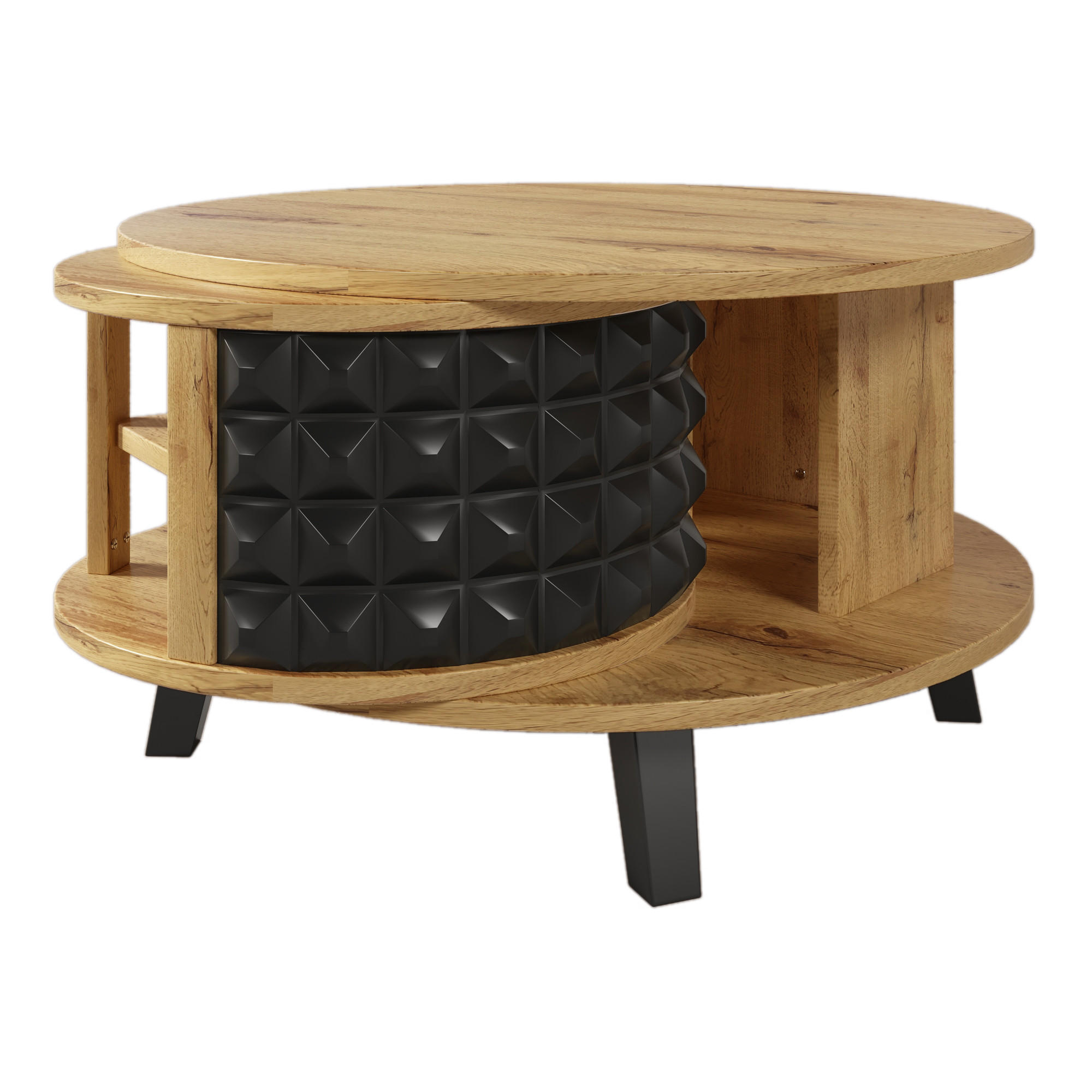 COUCHTISCH Holz und Schwarz 85,2/80/45,2 cm - Braun, Holzwerkstoff (85.2/80/45.2cm) - Urban Meuble