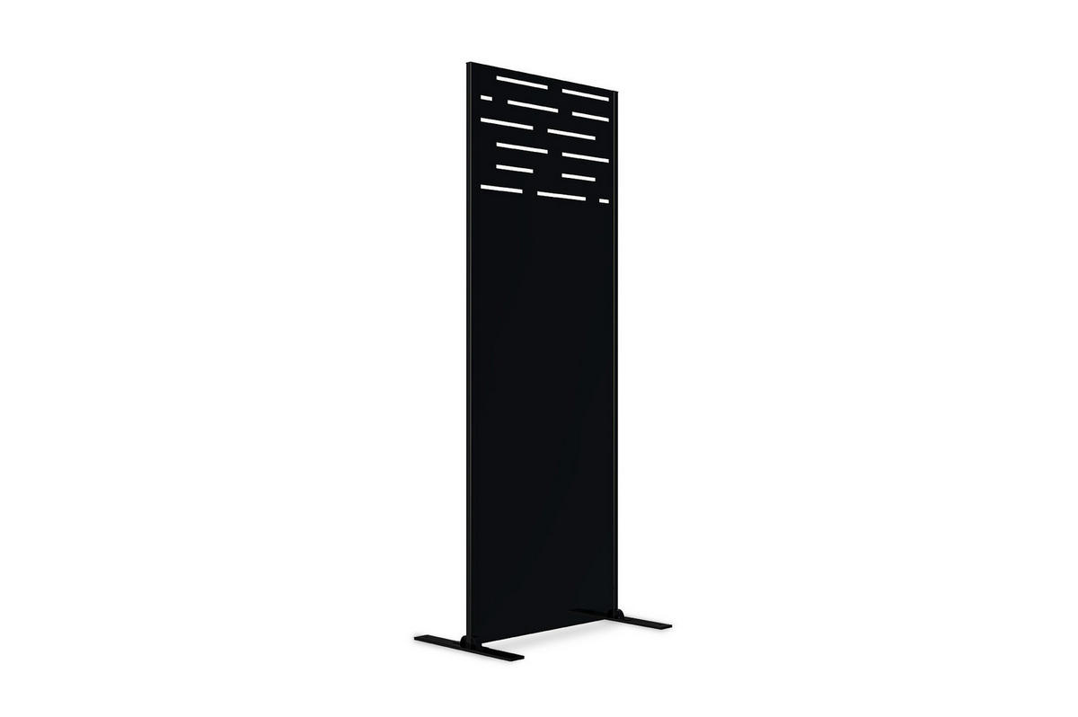 SICHTSCHUTZ PANEELEN 2er-Set Arlberg Schwarz H.160cm mit Mustern auf der Oberseite - Schwarz, Metall (60/160cm) - Casanoov