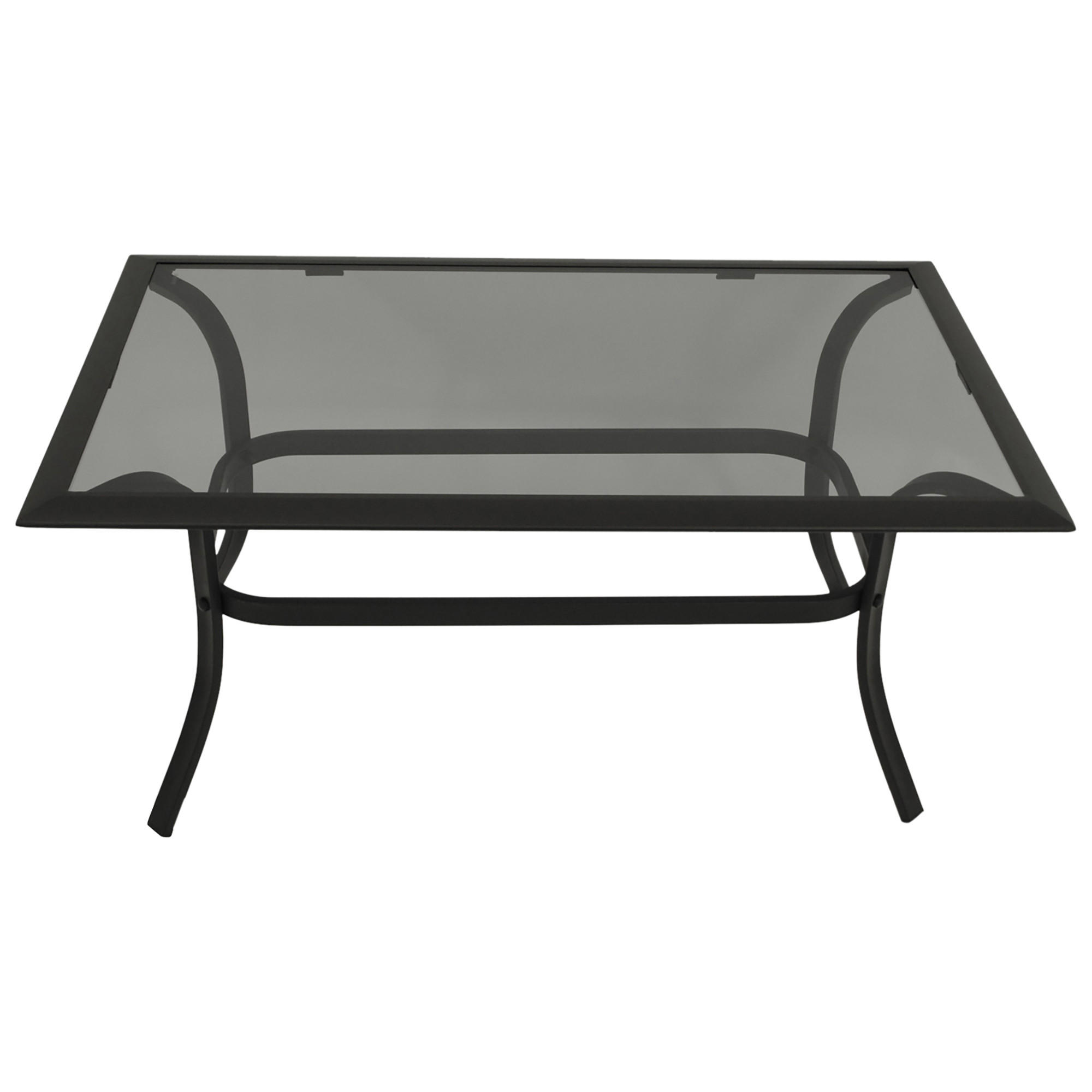 BEISTELLTISCH Ashford - Gestell aus Alu und Stahl, schwarz, Tischplatte Glas grau 61x102x48 cm - Schwarz, Metall (102/61/48cm) - TPFGarden