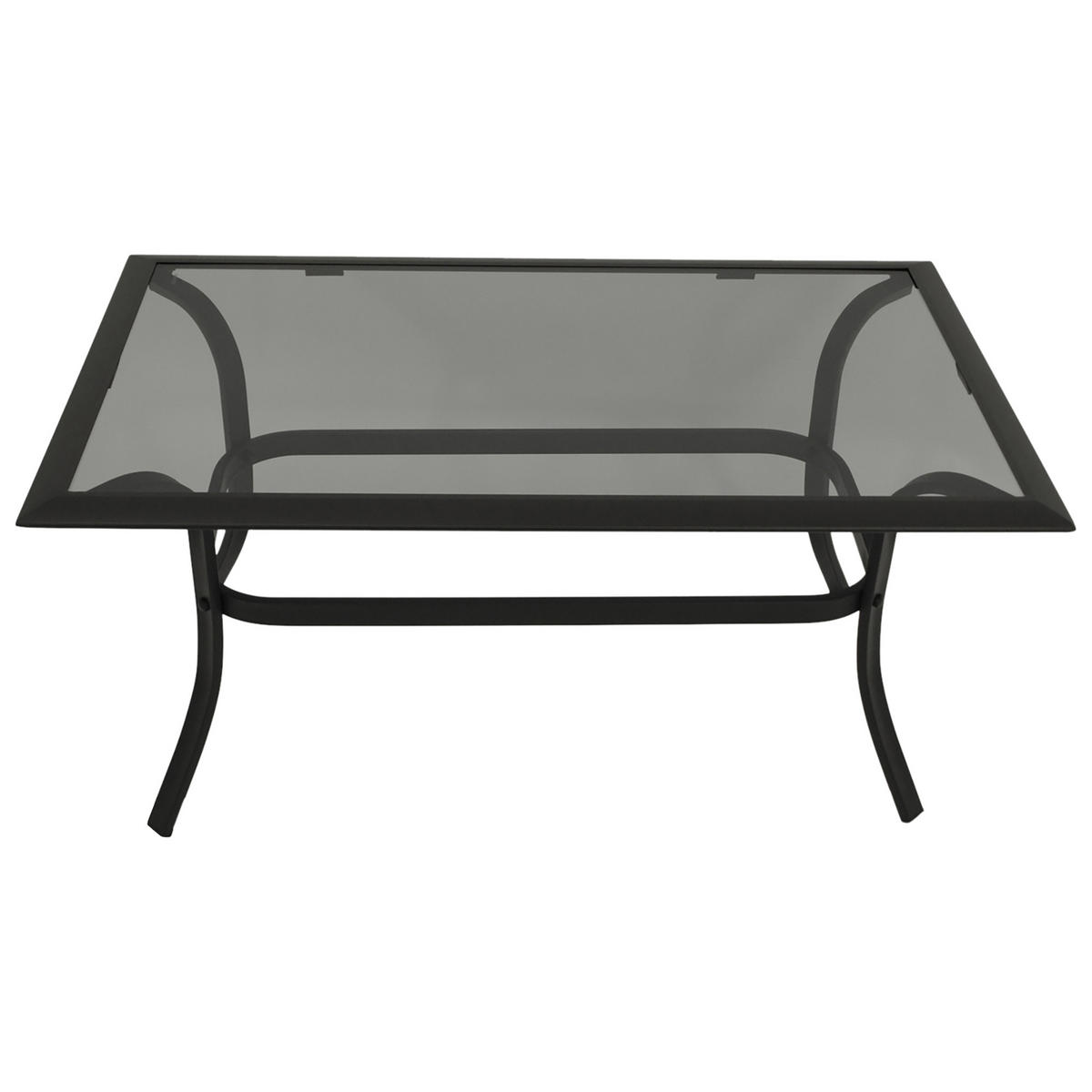 BEISTELLTISCH Ashford - Gestell aus Alu und Stahl, schwarz, Tischplatte Glas grau 61x102x48 cm - Schwarz, Metall (102/61/48cm) - TPFGarden