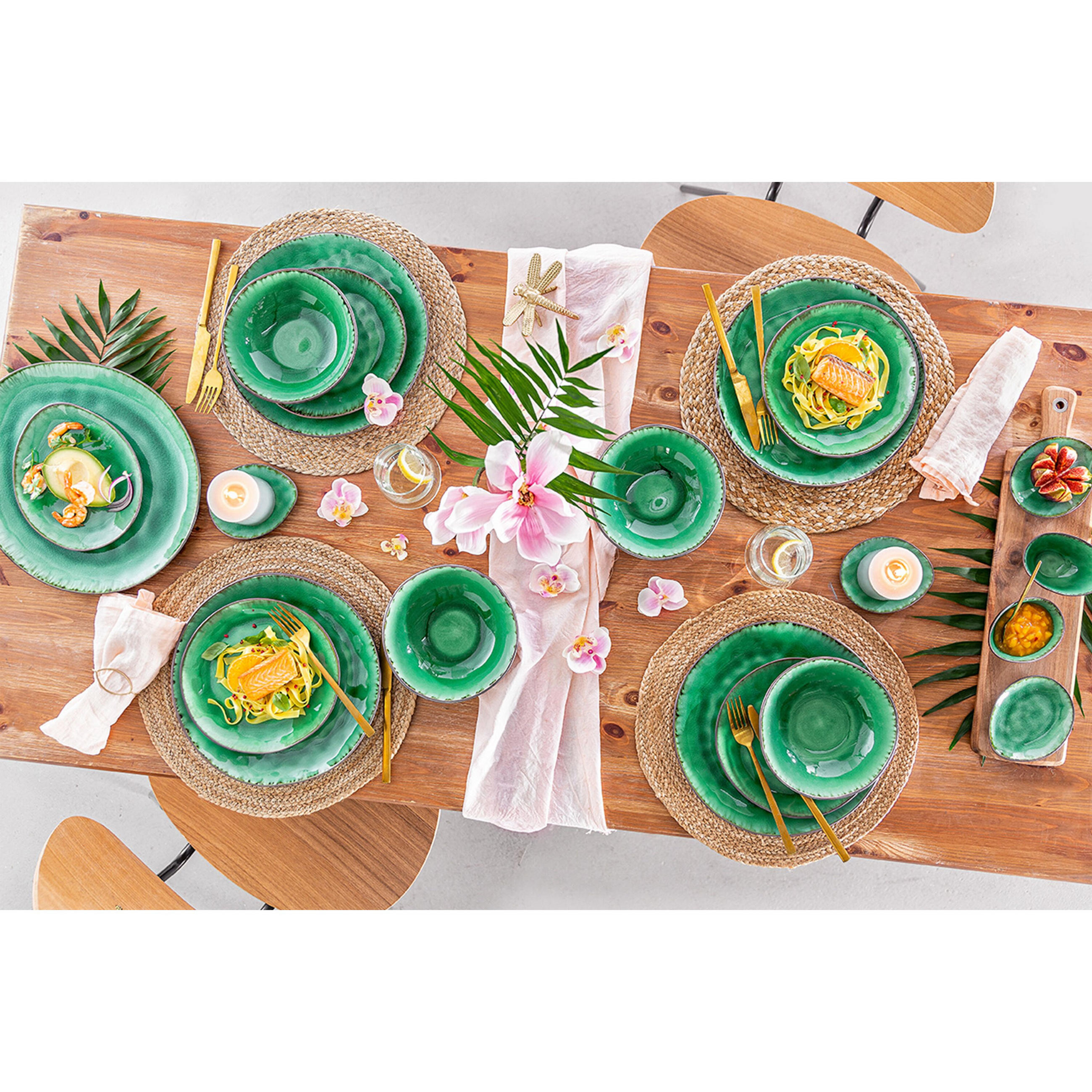 SCHALEN SET PALM BEACH 4 teilig aus Steingut - Grün, Keramik (8cm) - Sänger