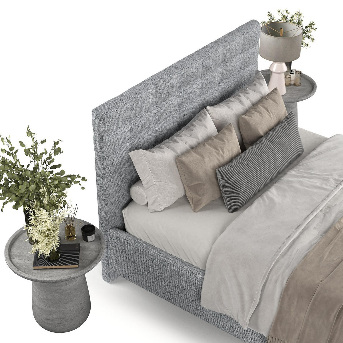 POLSTERBETT Soma 180/200 cm Grau im Riva Stoff - Naturfarben/Grau, Holz/Holzwerkstoff (180/200cm) - AltaBeds