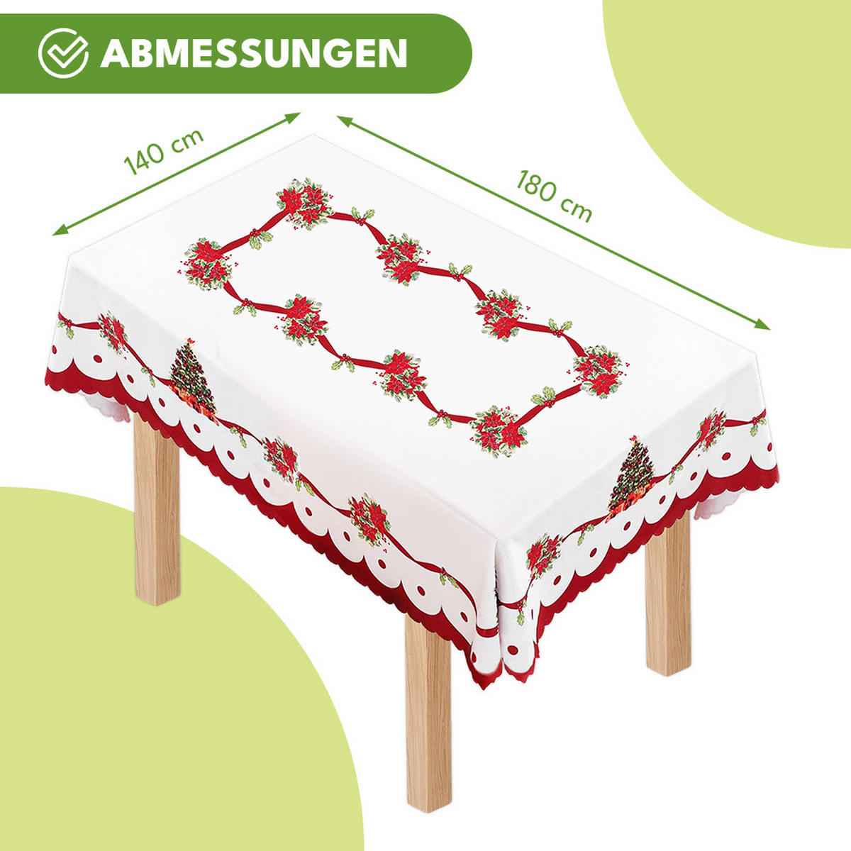 TISCHDECKE Weihnachts 140x180cm - Rot/Weiß, Textil (140/180cm) - KRUMAD