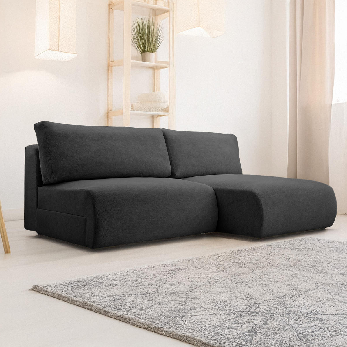 ECKSOFA Ripley mit Schlaffunktion, Anthrazit - Anthrazit, Textil (223/150cm) - Fedve