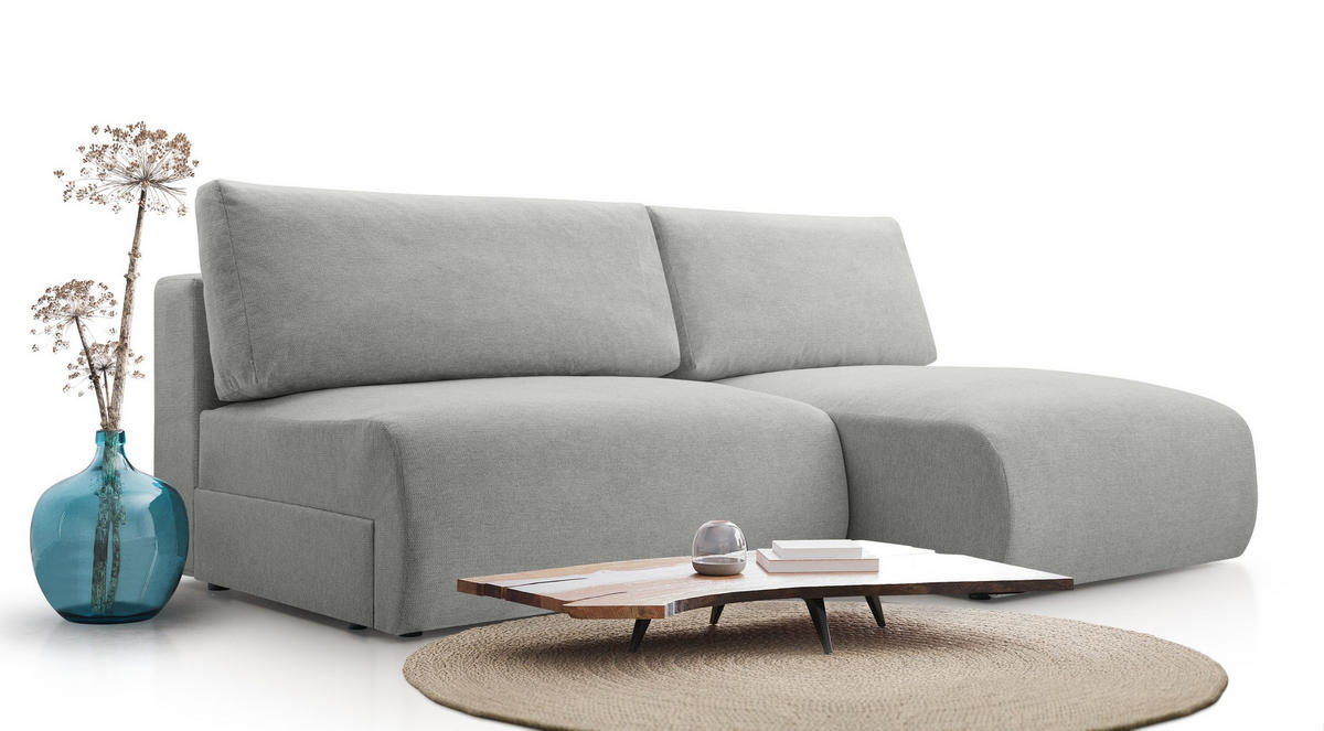 ECKSOFA mit Schlaffunktion Greste, Hellgrau - Hellgrau, Textil (150/223cm) - Meblito