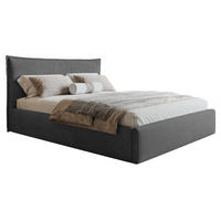 POLSTERBETT 140x200 cm Zenito Slim mit Kissen-Kopfteil, Bettkasten, Dunkelgrau - Dunkelgrau, Holz/Textil (140/200cm) - Emporius