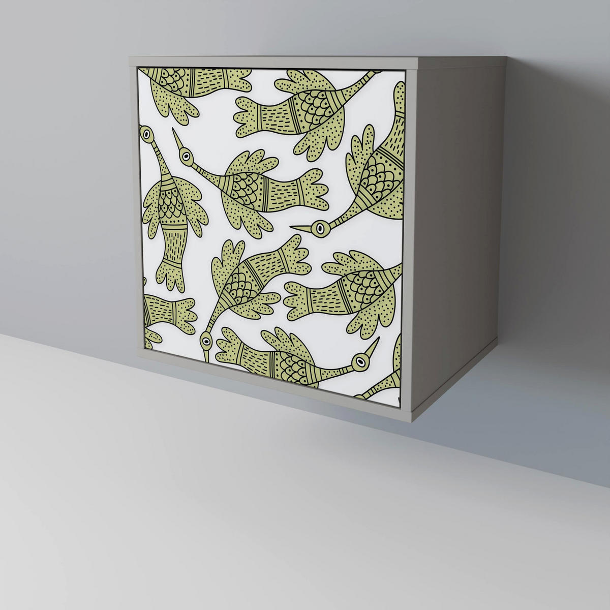 SIDEBOARD SEEDLING SONGBIRD, Grau, 57,5x42x70,5 cm, Schwarze Metall-Sternfüße - Multicolor/Schwarz, Holzwerkstoff/Metall (57.5/70.5/42cm) - SpaceRebels