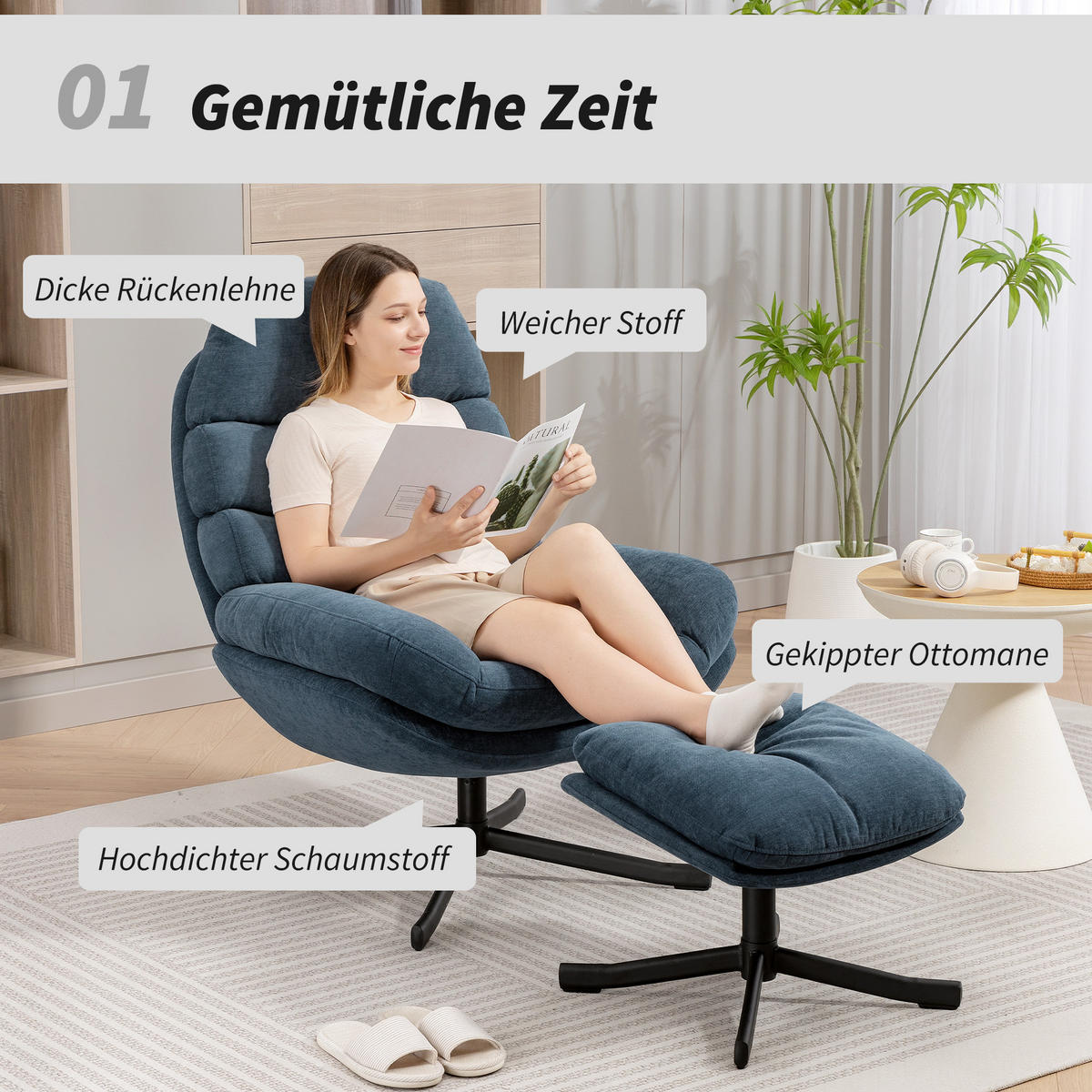 SESSEL Blau 93.0/78.0/100.0cm - Blau, Textil (78/100/93cm)