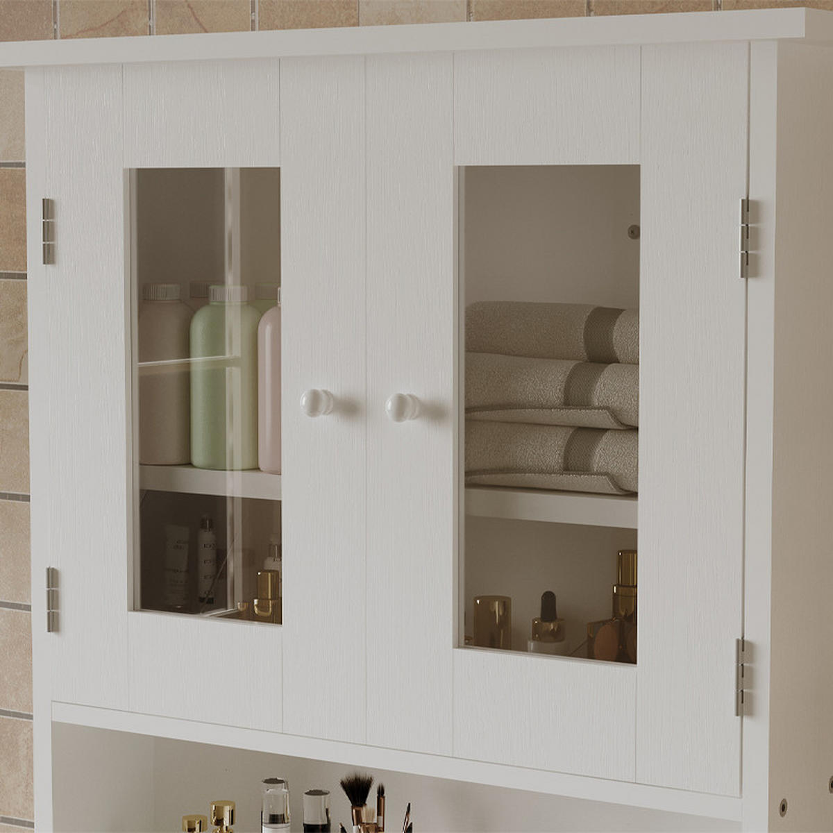 BADEZIMMERSCHRANK weiß 56/13/58 cm - Weiß, Holz (56/58/13cm)