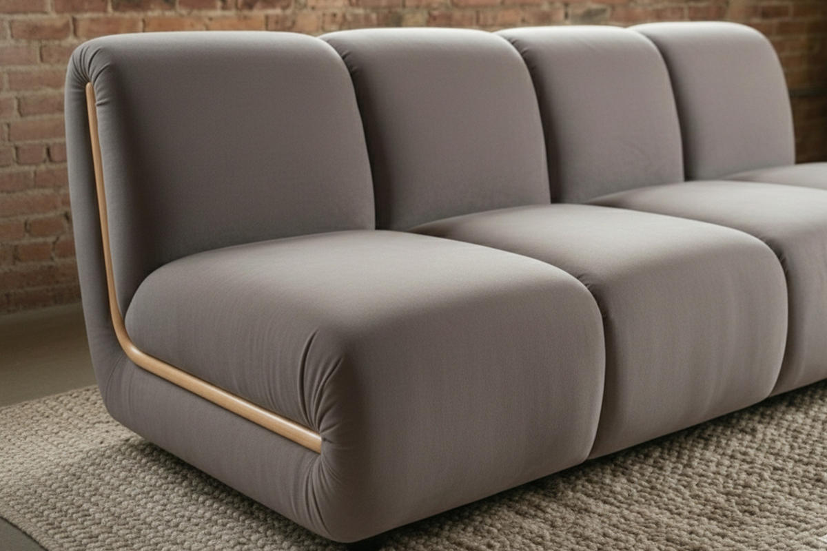 MODULSOFA LAYLA Taupe Velvet - Taupe/Schwarz, Buchenholz/Textil (183/74/99cm) - KAWOLA