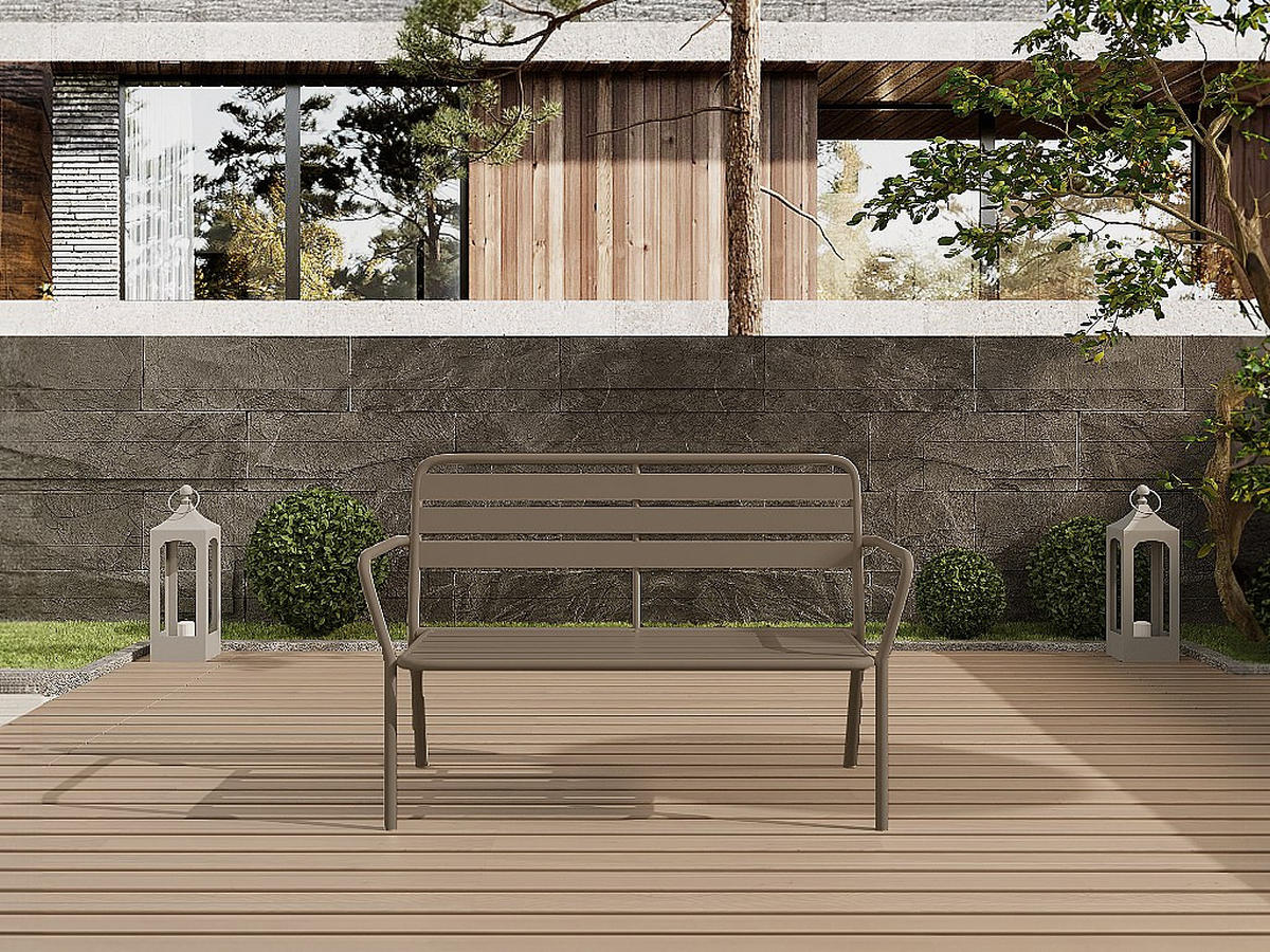 GARTENBANK - 2 -Sitzer - Stahl - taupe - MIRMANDE - Braun, Metall (123/82/58cm) - Vente-Unique