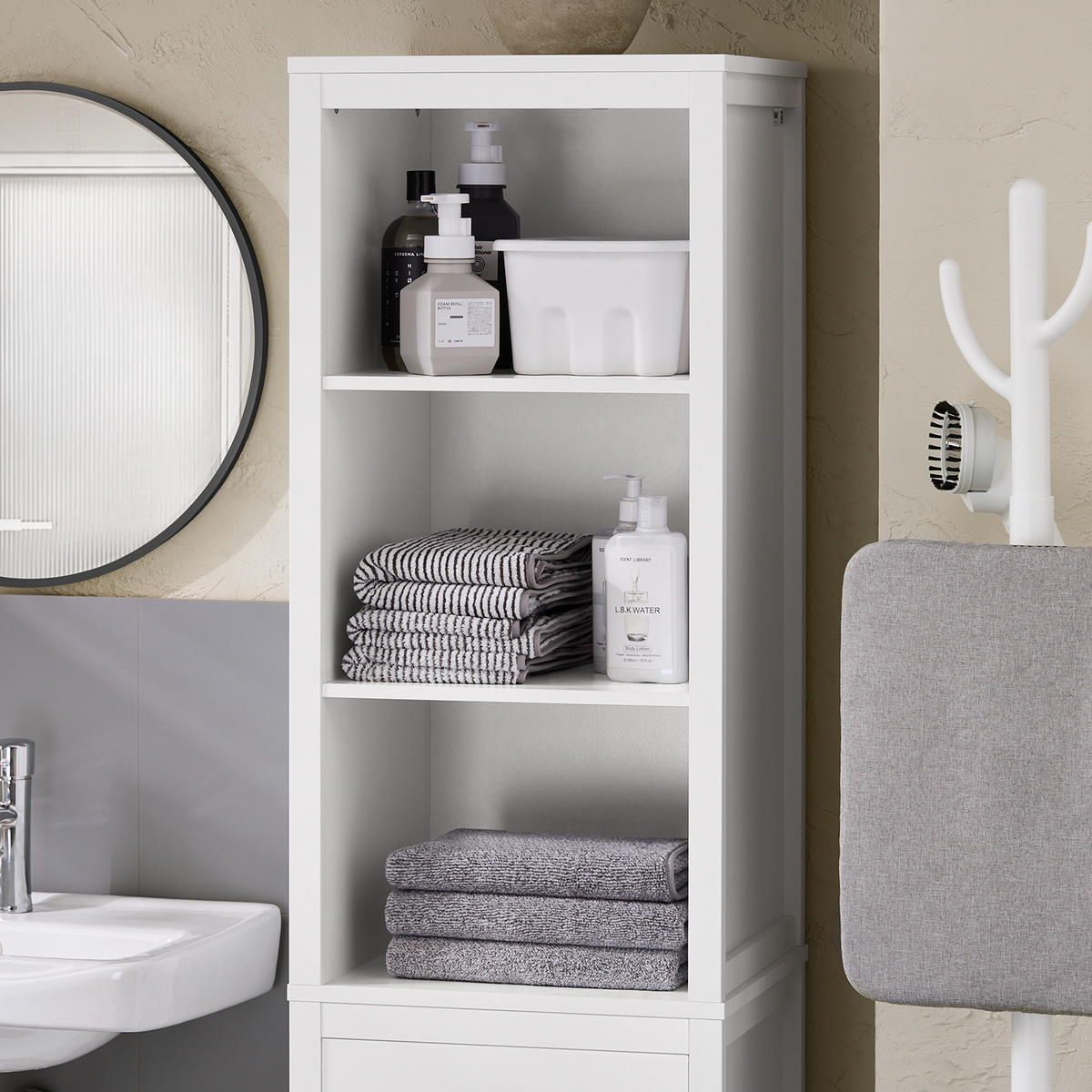 BADEZIMMERSCHRANK Weiß - Weiß, Holzwerkstoff (40/173/35cm) - SoBuy