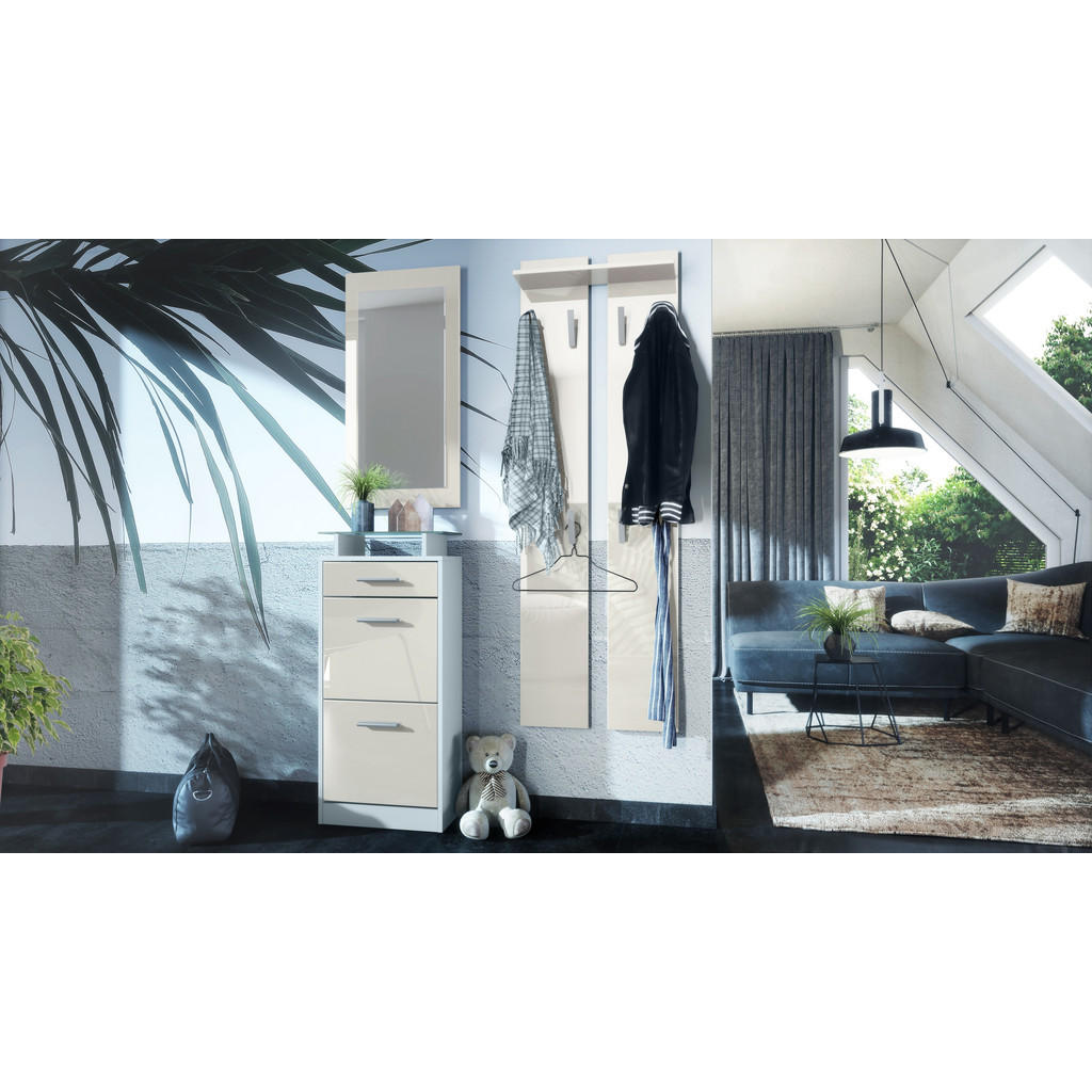 Thumbnail - Vladon Garderobe, Creme, Holzwerkstoff, 140x200x23 cm, Garderobe, Garderoben-Sets & Serien, Garderoben-Sets