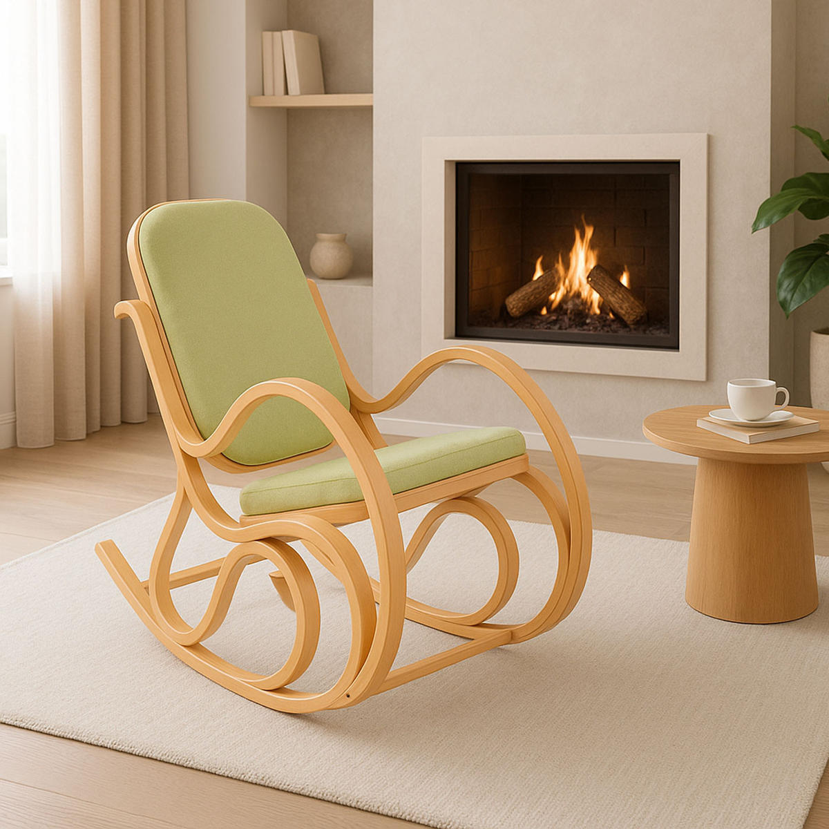 SCHAUKELSTUHL Eiche Dekor, Grün - Eichefarben/Grün, Holz (55/90/96cm) - MCW