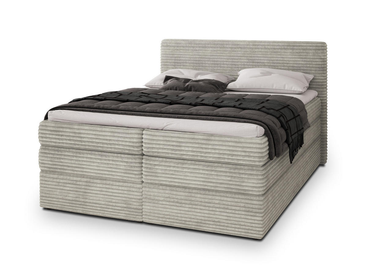 POSTEL BOXSPRING LUNERA 180x200 cm, s matrací a úložným prostorem, světle šedá - světle šedá, kompozitní dřevo/textil (180/200cm) - MASSENO