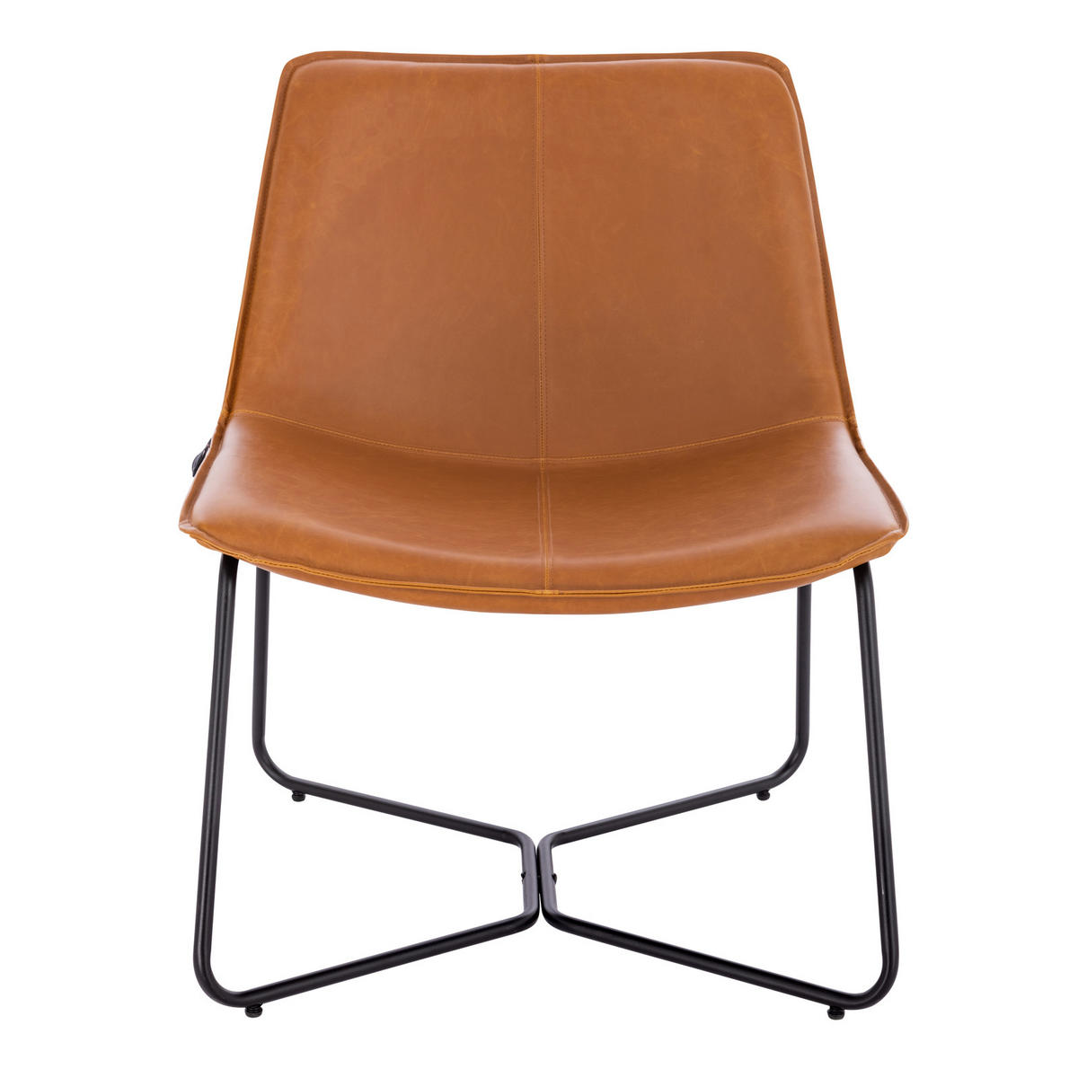 LOUNGESESSEL RON Kunstleder Braun - Rotbraun/Schwarz, Textil/Metall (66/82/64cm) - SVITA