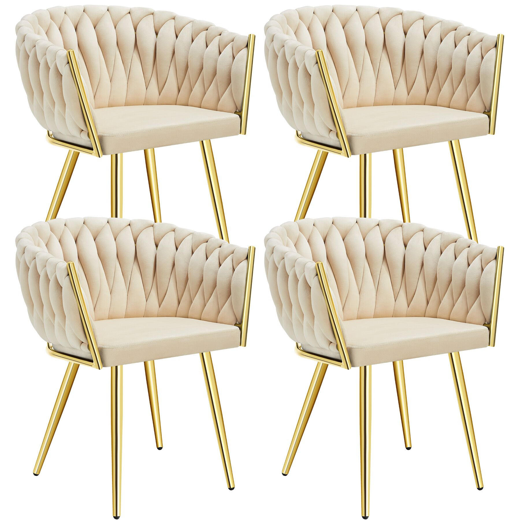 ESSZIMMERSTUHL 4er Set Astano,60,5 x 55 x 75 cm,sandfarben/gold - Sandfarben/Goldfarben, Textil (60.5/75/55cm) - tectake