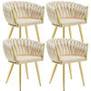 ESSZIMMERSTUHL 4er Set Astano,60,5 x 55 x 75 cm,sandfarben/gold - Sandfarben/Goldfarben, Textil (60.5/75/55cm) - tectake
