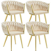 ESSZIMMERSTUHL 4er Set Astano,60,5 x 55 x 75 cm,sandfarben/gold - Sandfarben/Goldfarben, Textil (60.5/75/55cm) - tectake