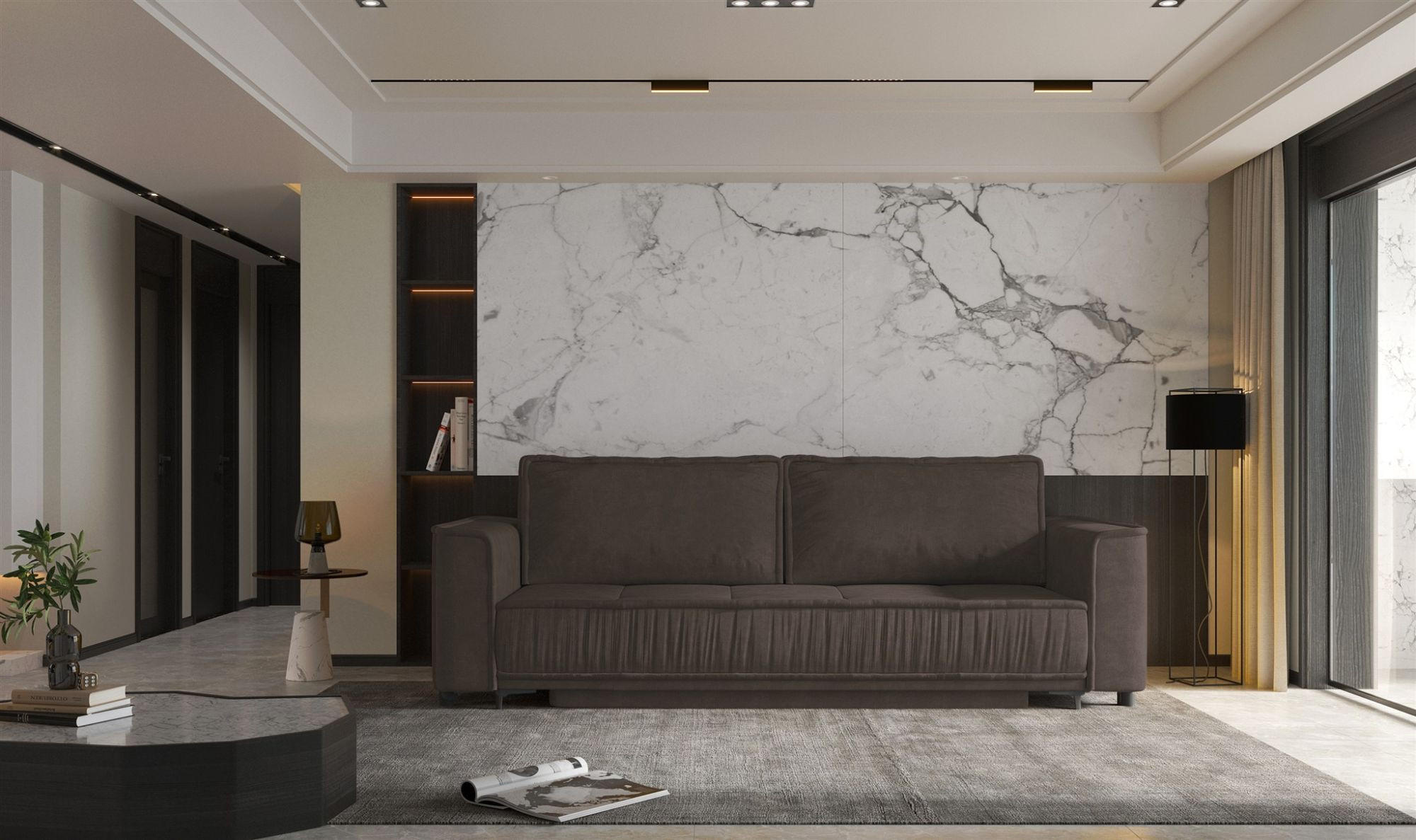 SCHLAFSOFA Juna - Braun, Holzwerkstoff/Textil (230/86/85cm) - Fun Möbel