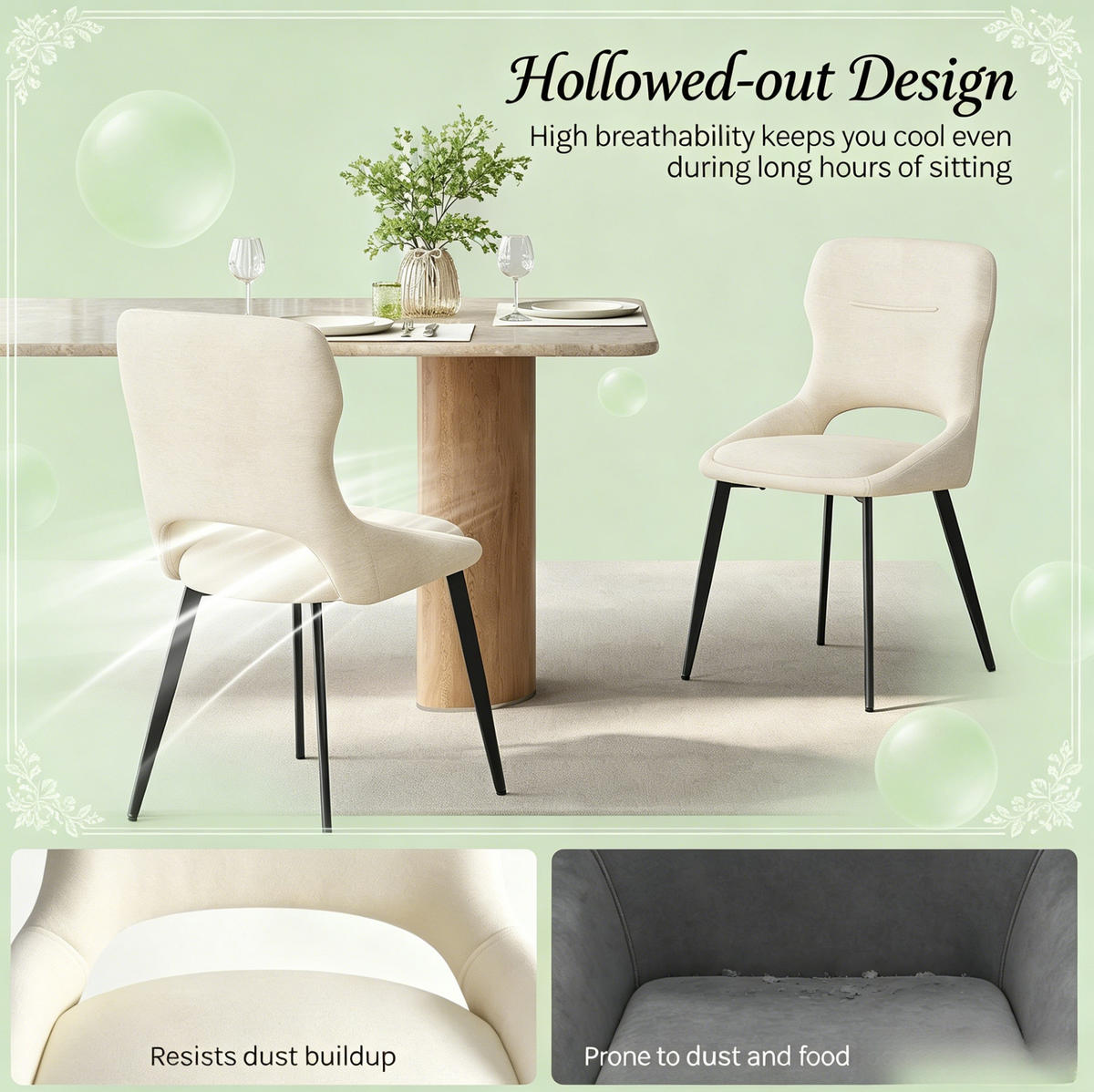 ESSSTUHL 2er-Set Chenille Beige 43 x 40 x 86 cm - Beige, Metall (40/86/43.2cm) - Meubliv
