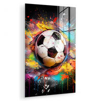 ACRYLGLASBILD Fußball - Farbe - Farben - Schwarz - Weiß 60x90 cm - Weiß, Glas (60/90cm) - MuchoWow