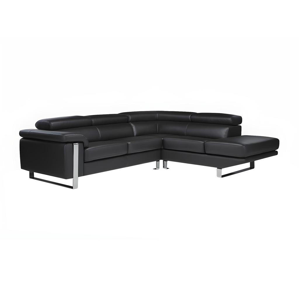 Thumbnail - Vente-Unique Ecksofa, Schwarz, Leder, Uni, 5-Sitzer, 253x213 cm, Wohnzimmer, Sofas & Couches, Wohnlandschaften, Ecksofas