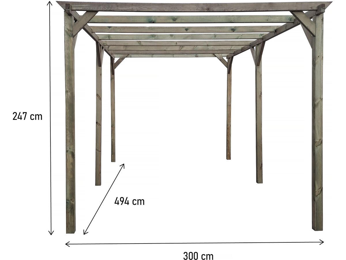 CARPORT AUTO sunny Braun - Braun, Holz (300/247/494cm) - Habitat Garten