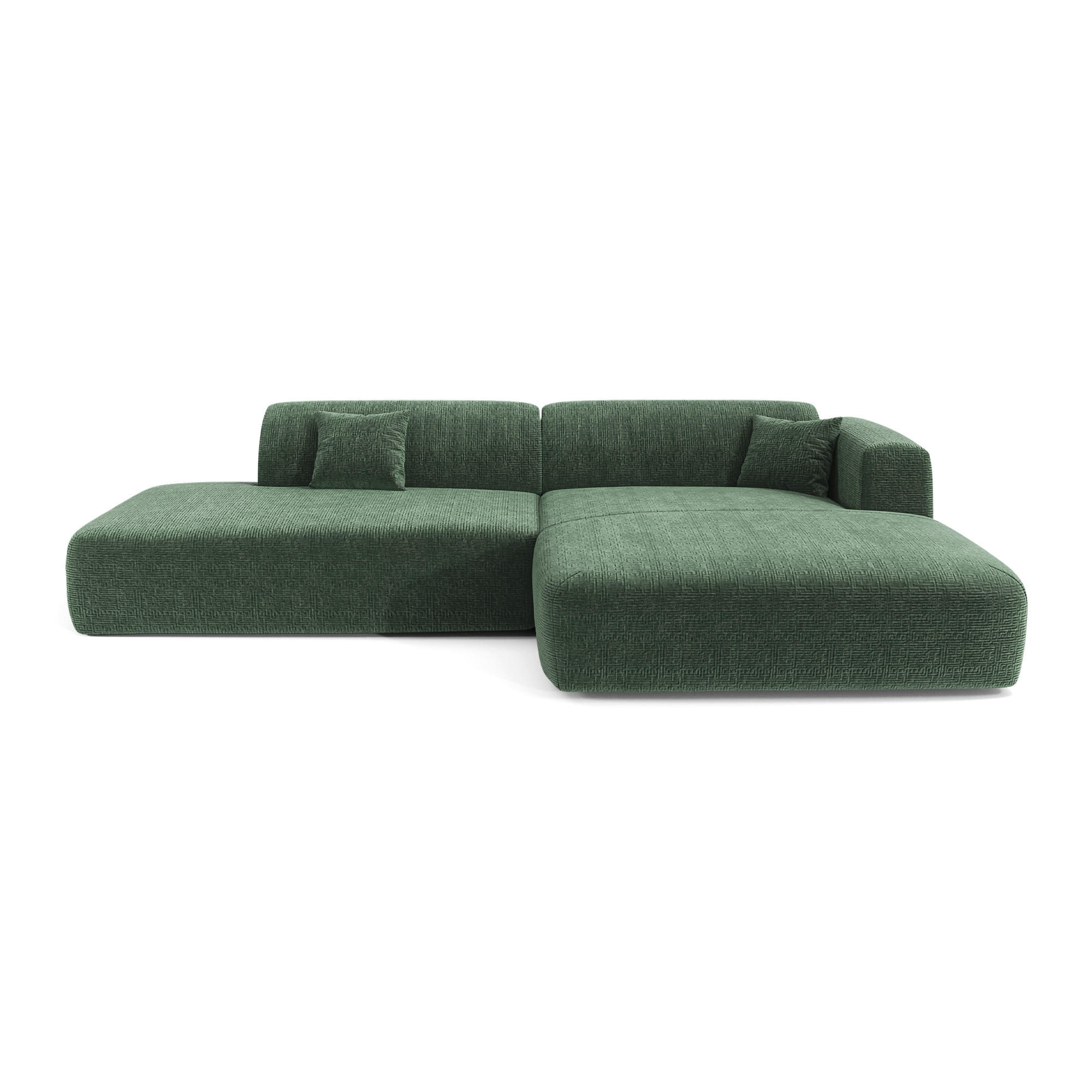 ECKSOFA RECHTS Gemusterter Samt Smaragdgrün 310cm - Smaragdgrün, Textil (300/96cm) - Sia Home