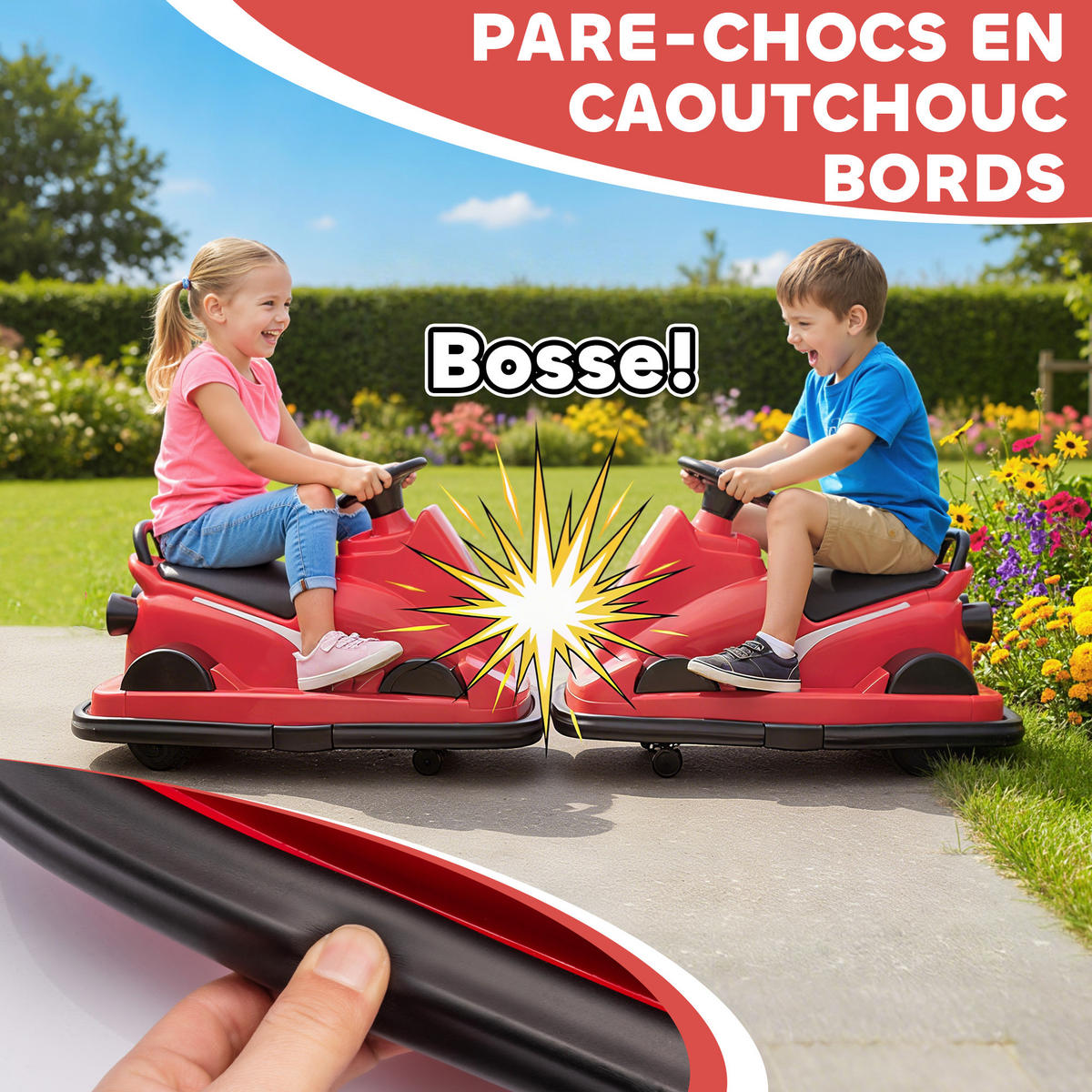 KINDER-AUTOSCOOTER DE-13162 360° Drehung Rot - Rot, Metall (74/53/48cm) - ComfortXL
