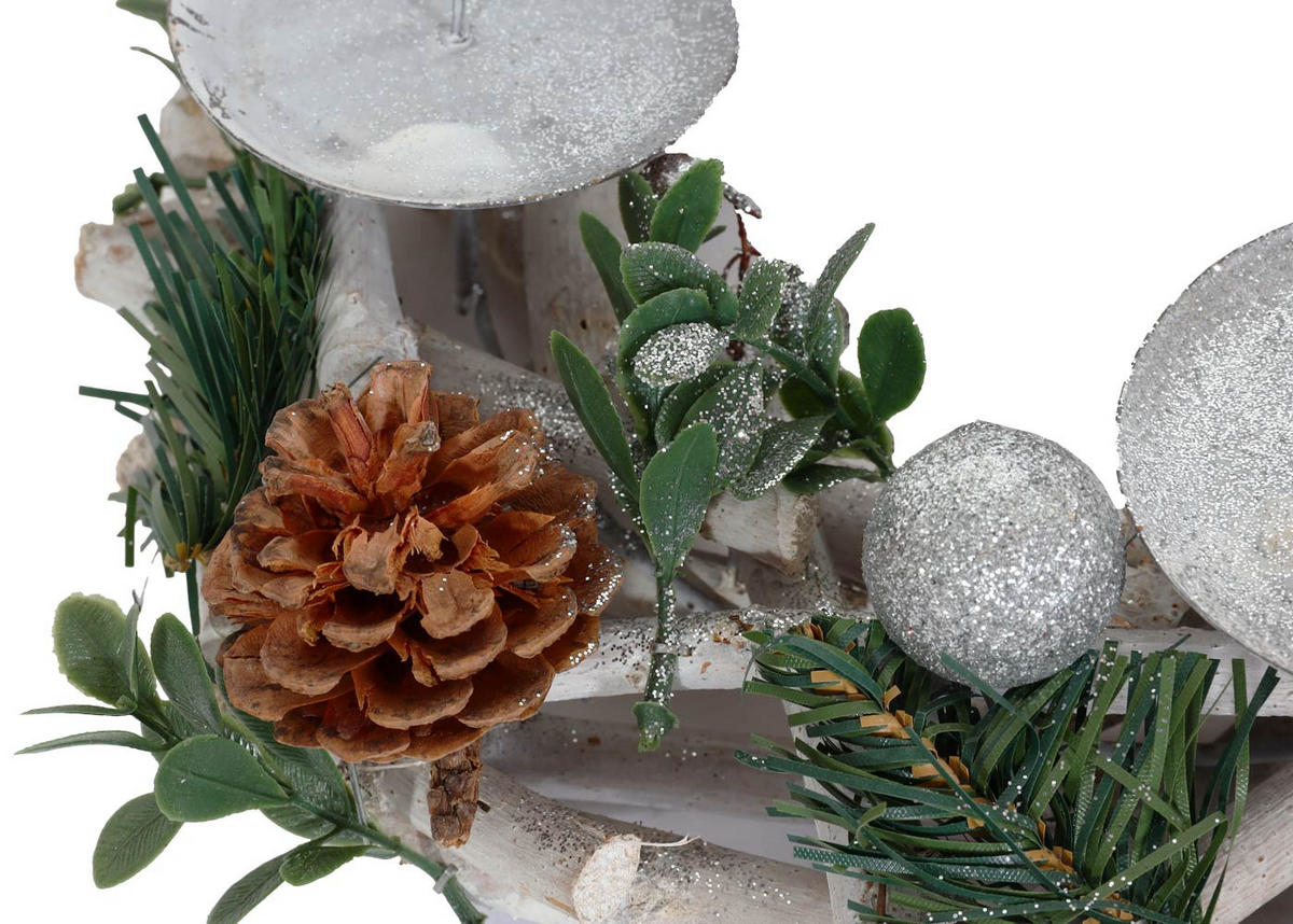 ADVENTSKRANZ OHNE KERZEN Weiß - Weiß, Holz (10cm) - MCW