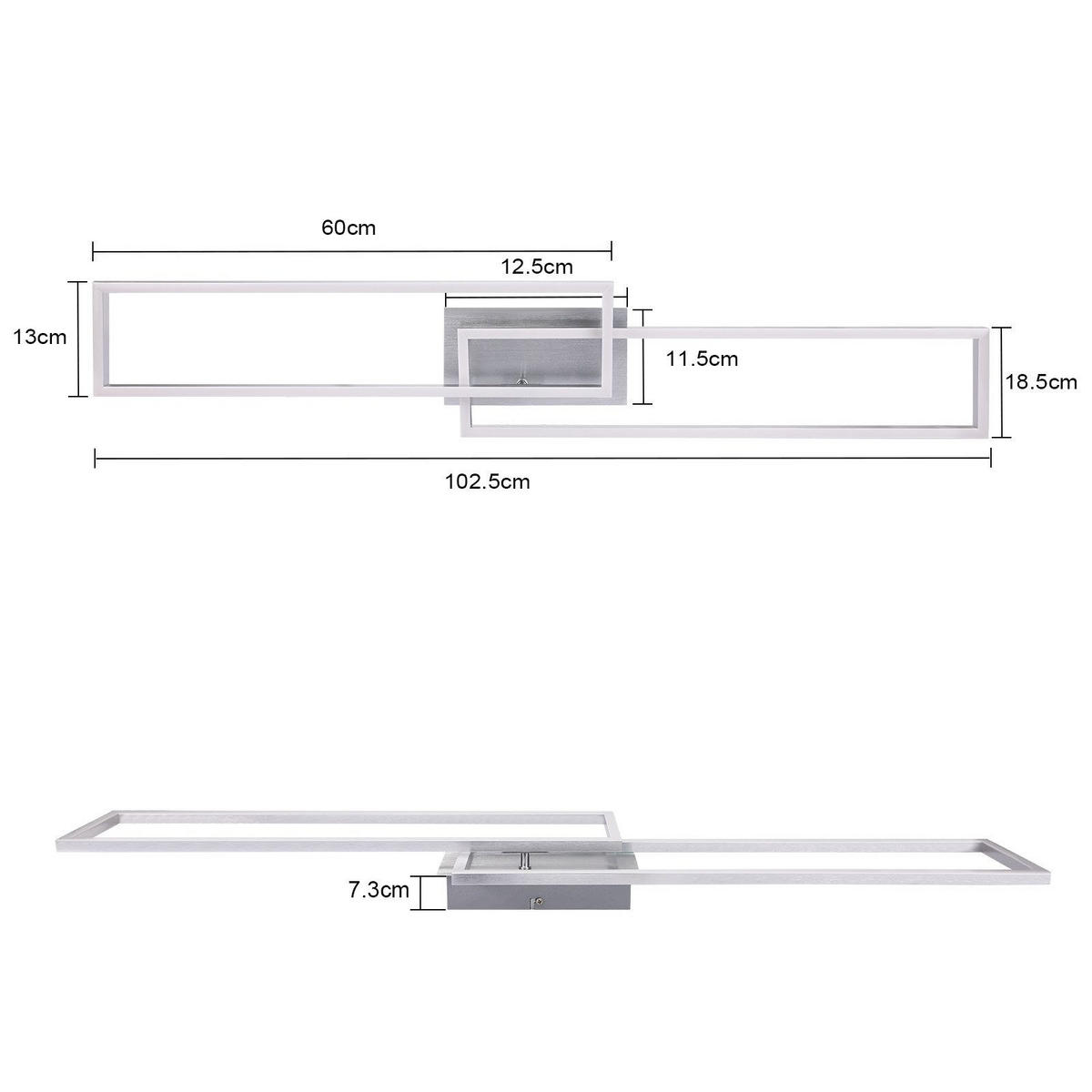 LED-DECKENLEUCHTE Lusk 18.5/102.5/7.3cm - Silberfarben, Metall (102.5/18.5/7.3cm) - Nettlife