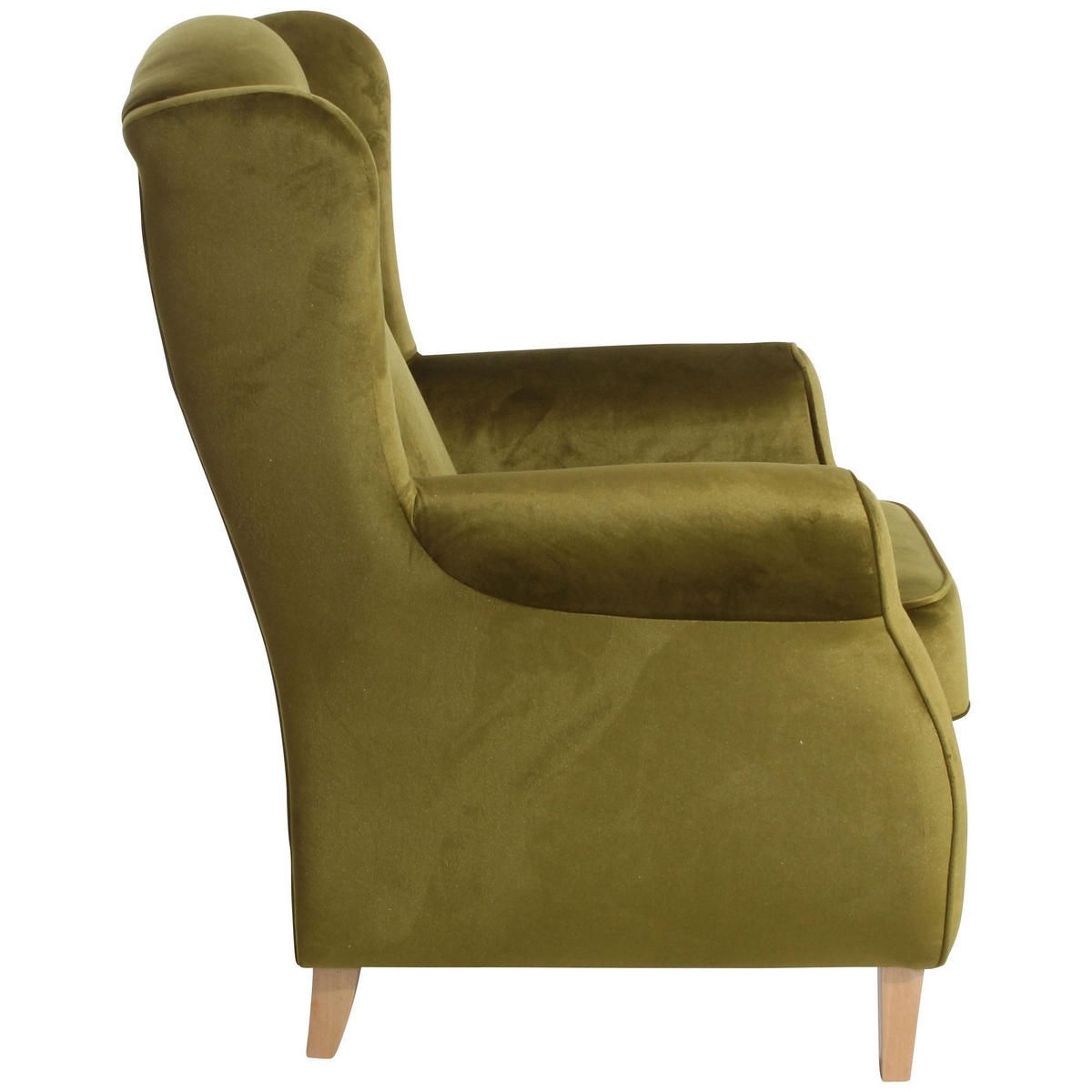 OHRENSESSEL Karlen Bezug Samtvelours Buche natur / oliv - Buchefarben/Olivgrün, Kunststoff (86/103/77cm) - 58aufmkessel