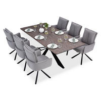 TISCHGRUPPE 200x100 cm braun schwarz mit 6 Stühle Grau - Braun/Grau, Metall (100/94/200cm) - Homestyle4u