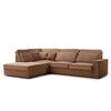 ECKSOFA Kirou Hellbraun Chenille-Stoff - Links Seite - Hellbraun/Schwarz, Holz/Holzwerkstoff (225/311cm) - Maison de Reve
