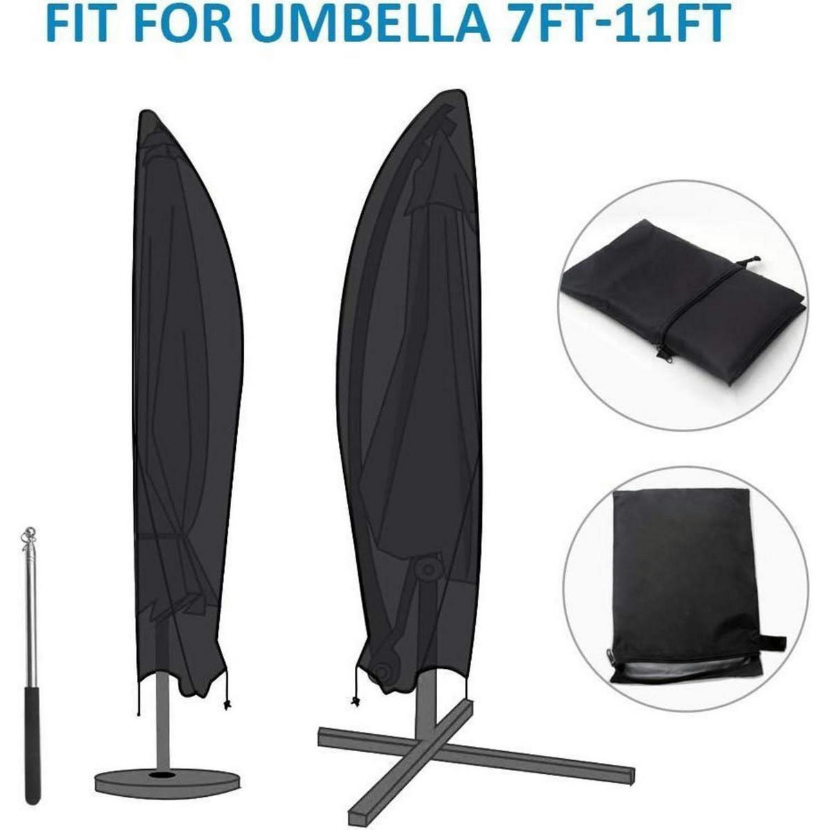 SONNENSCHIRM Schutzhülle mit Stab 265 cm 210D Oxford-Gewebe - Schwarz, Textil (40/50/50cm)