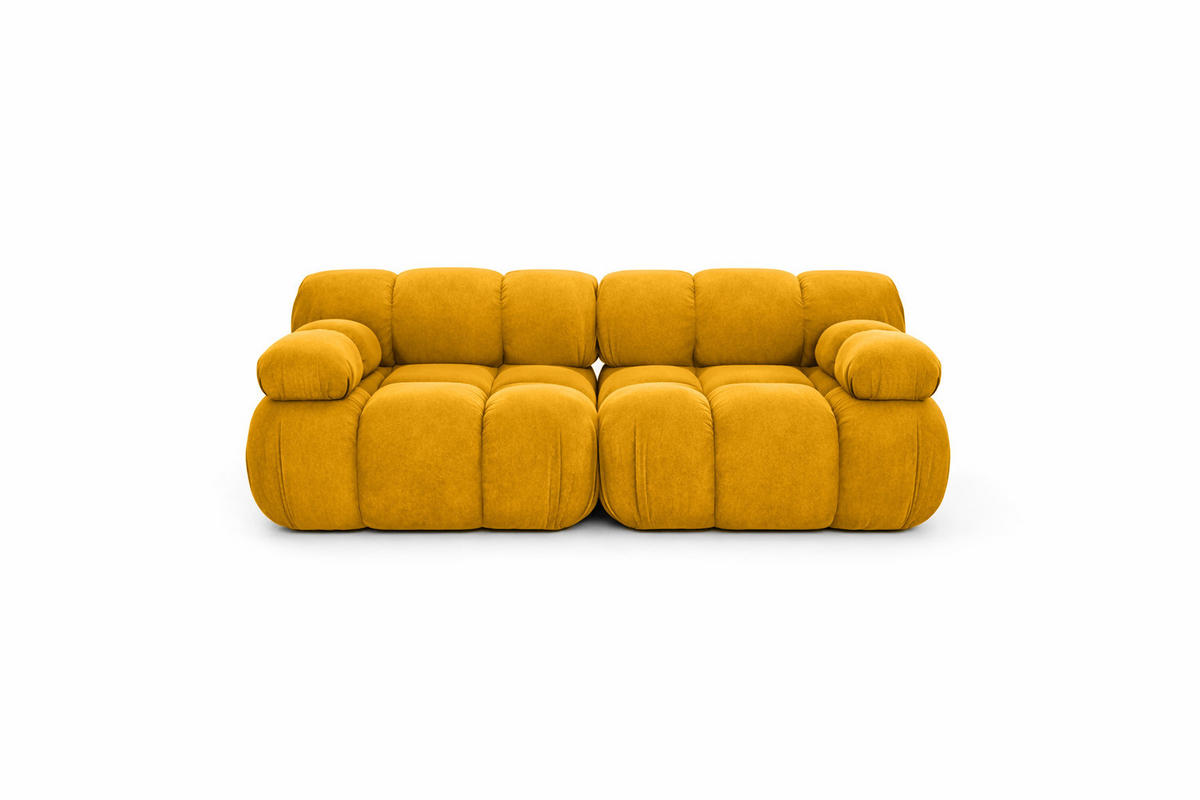 COUCH, 2-Sitzer Modular, Veloursstoff Salvador, Gelb, Selia - Gelb, Holz (190/70/95cm) - Kaiser Möbel