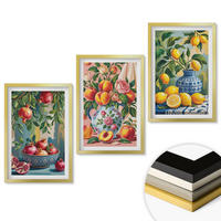 WANDBILDER 3er Set - 40x60 cm Goldrahmen - Fruchtzusammensetzung von Granatäpfeln - Goldfarben, Kunststoff (40/60cm) - ArtPrintCave