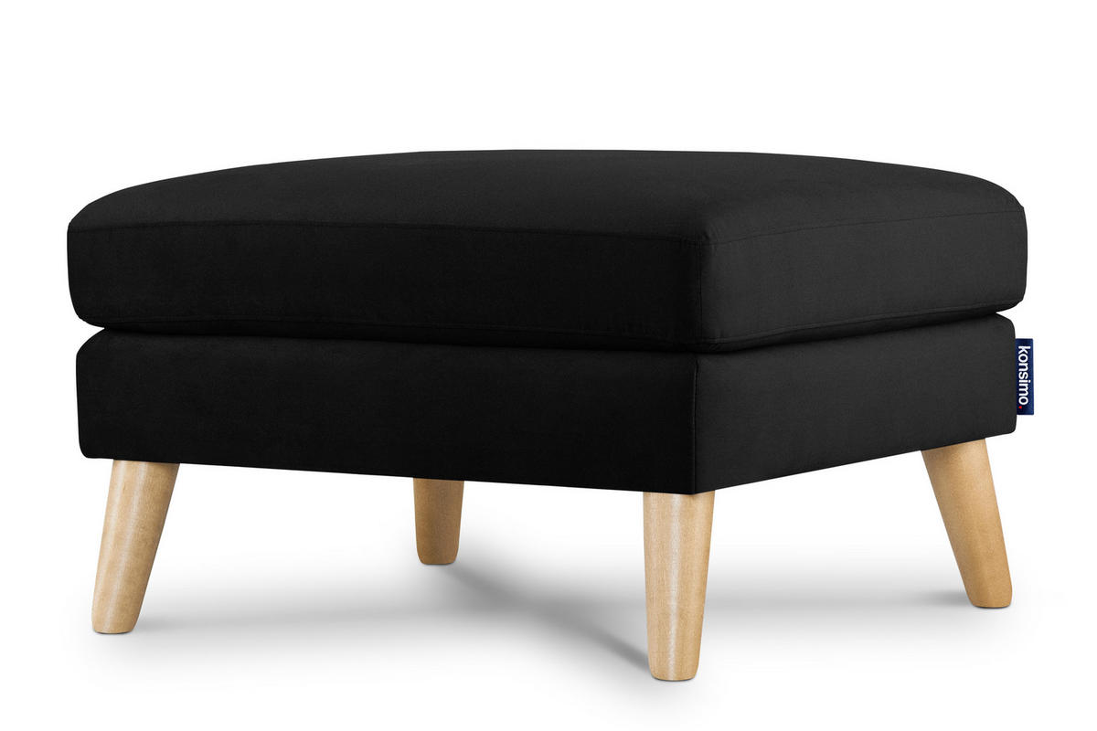 SITZHOCKER TAGIO Pouffe, schwarz - Schwarz/Braun, Buchenholz/Textil (65/46/80cm) - KONSIMO®