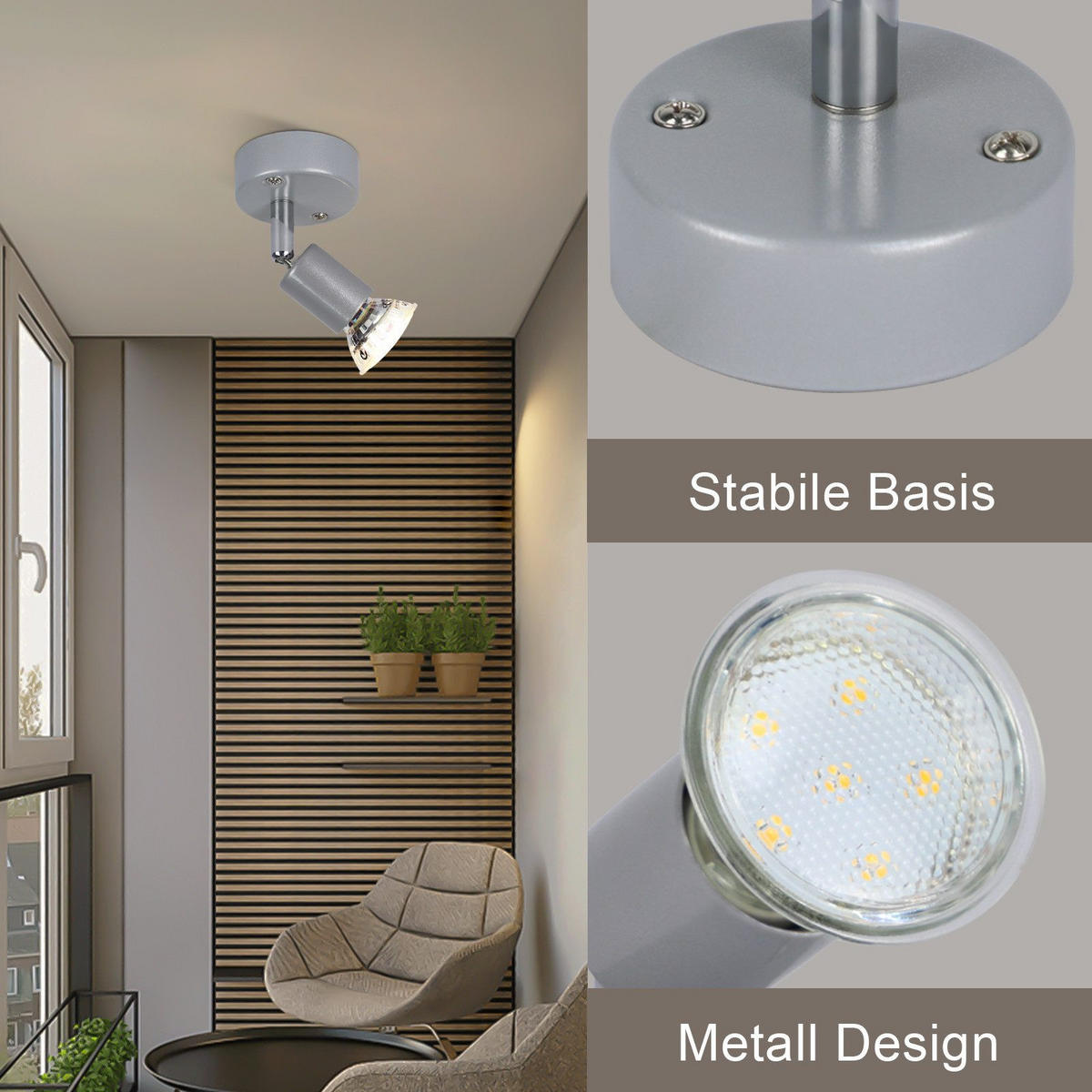 DECKENLEUCHTE Lenz 14/10/7cm - Silberfarben, Metall (14/10/7cm) - Nettlife