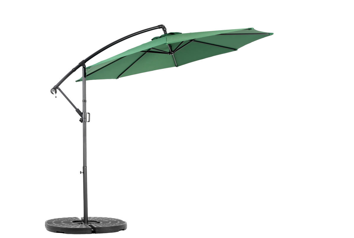 AMPELSCHIRM aus Stahl 294x294x250 cm in Dunkelgrün mit Kurbel & Neigefunktion - Dunkelgrün, Metall (294/294cm) - Modfu