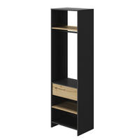 KLEIDERSCHRANK mit einer Schublade und Kleiderstange MIMIZAN - Französische Herstellung - 63/45/213 cm - Schwarz, Holzwerkstoff (45/213/63cm) - Calicosy