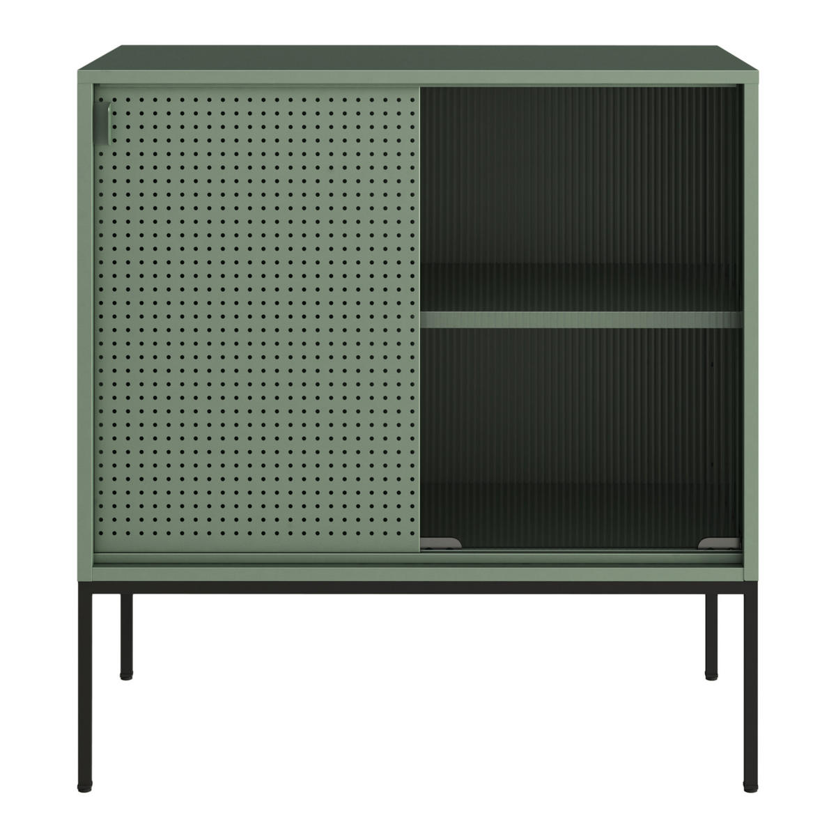 SIDEBOARD Eidsvoll - Schwarz/Grün, Metall (80/85/45cm) - [en.casa]
