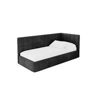 EINZELLBETT Jugendbett mit Bettkasten, Links - TULY 90x200 Schwarz - Schwarz, Holzwerkstoff/Textil (90/200cm) - ALTDECOR