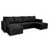 WOHNLANDSCHAFT NAKO M Schwarz Velours-Stoff mit Schlaffunktion - Schwarz, Holz (285/85/140cm) - MASSENO