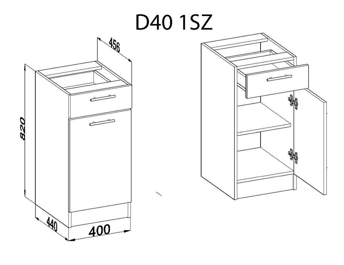KÜCHENUNTERSCHRANK mit 1 Schublade d40 1sz eiche - Eiche Artisan, Holzwerkstoff (40/82/44cm) - roe furniture