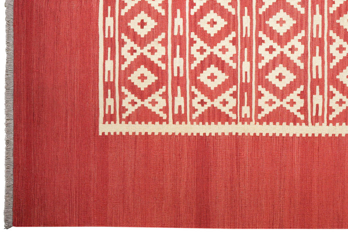 HANDWEBTEPPICH Gashgai Kelim Rot 298/207 cm Schurwolle - Rot, Textil (207/298cm) - Looma