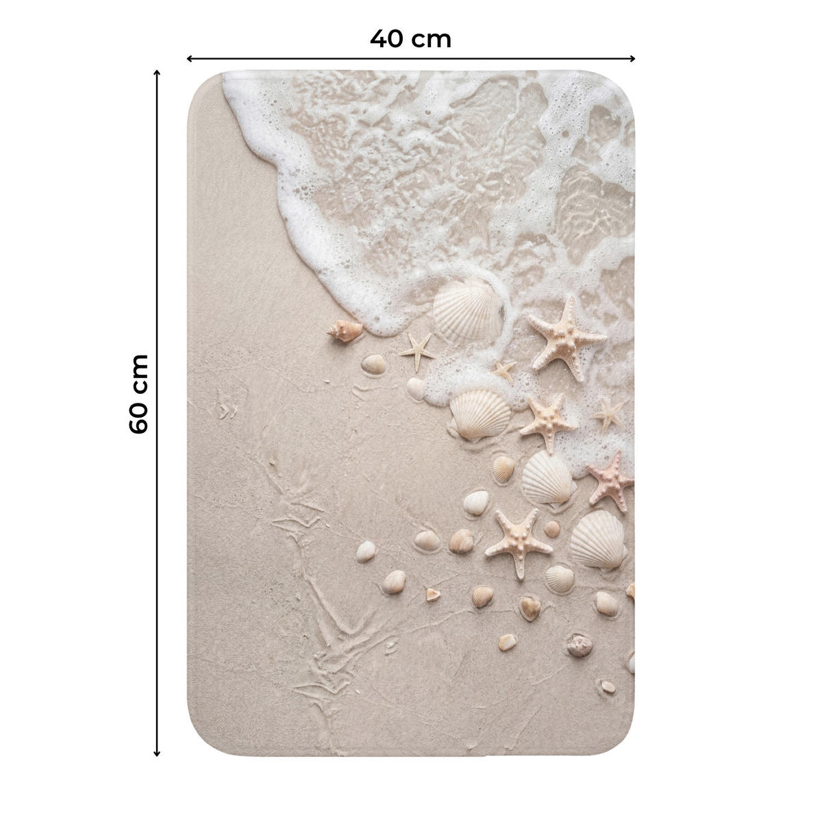 WC-VORLEGER Muscheln - Seesterne - Strand WC Teppich 40x60 cm - Sandfarben, Kunststoff/Textil (40/1cm) - OnlyWow
