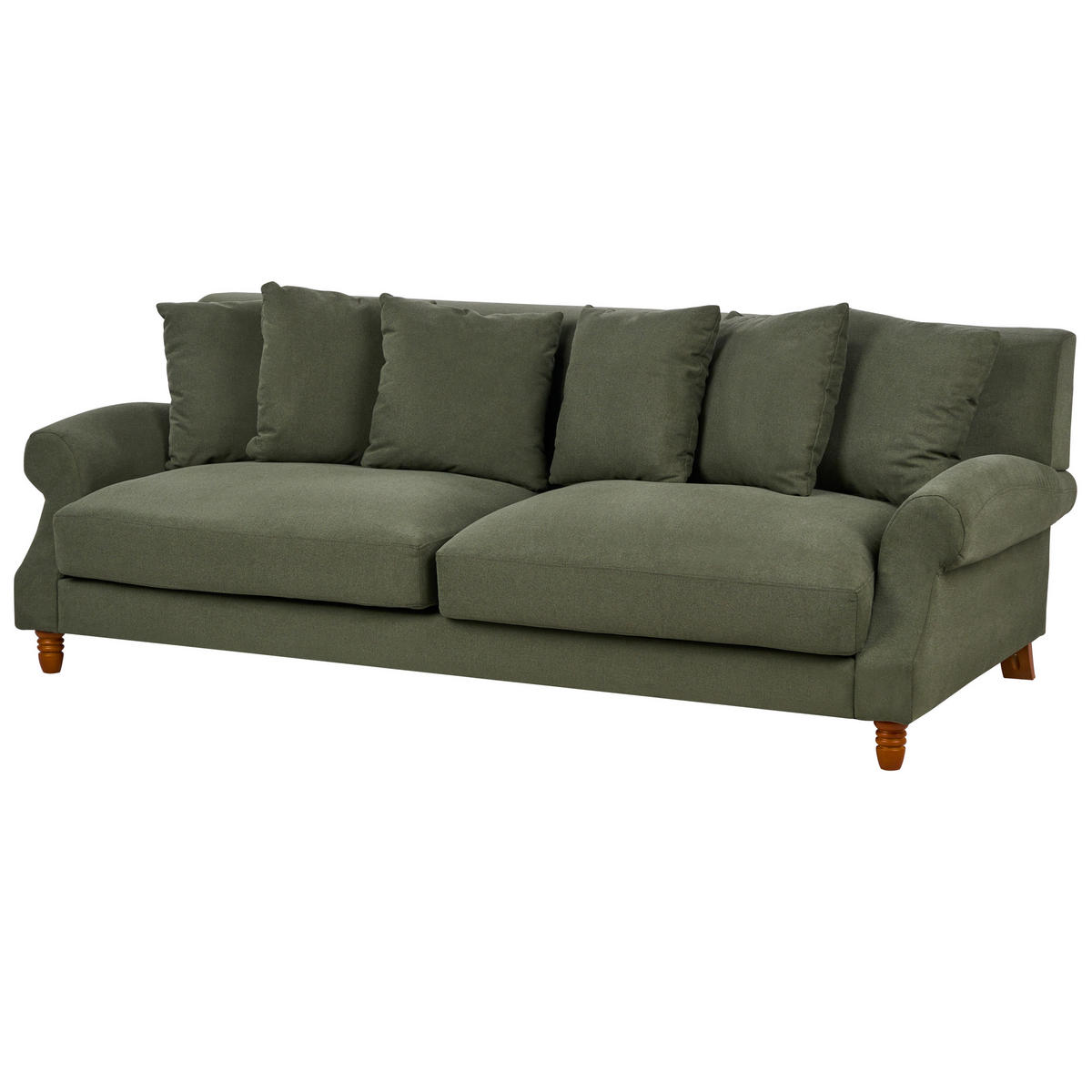 3-SITZER-SOFA dunkelgrün Eike - Dunkelbraun/Grün, Textil (229/82/102cm) - Beliani
