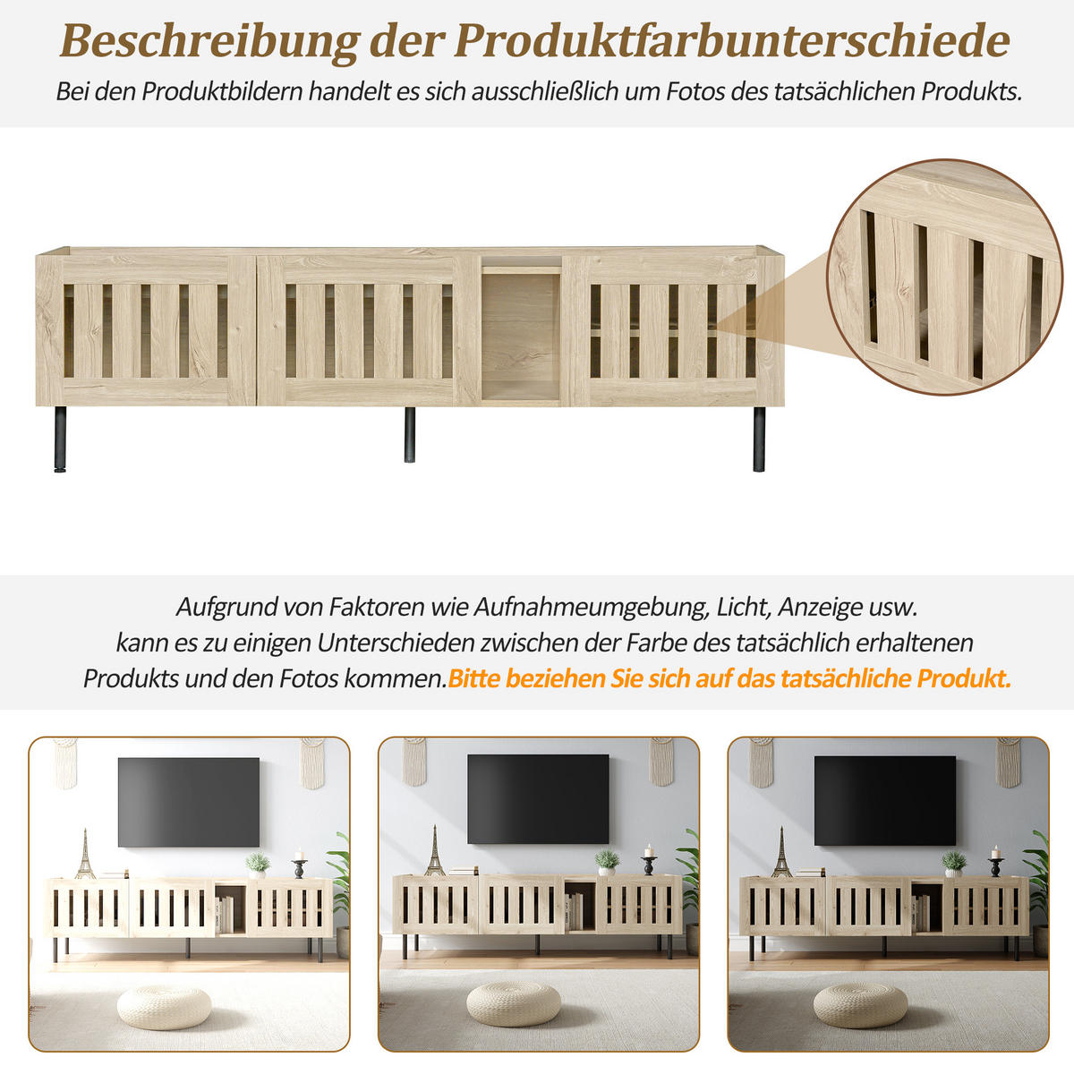 TV-LOWBOARD 160x40x47 cm Naturholz Minimalistisch 2 Schränke - Naturfarben, Holzwerkstoff (40/47/160cm) - FLIEKS